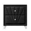Contemporary Velvet Upholstered Glass Top Nightstand End table with Two Drawers Gray Solid Wood