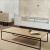 Manhattan Comfort Celine 53.14 Coffee Table with Steel Legs in Nude Mosaic Wood