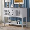 45'' Modern Console Table Sofa Table for Living Room with 2 Drawers; 2 Cabinets and 1 Shelf