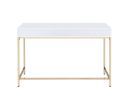 Vanity Desk in White High Gloss & Gold Finish