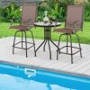2 Pieces Patio 360 Rotation Swivel Bar Stool Set