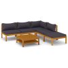 6 Piece Patio Lounge Set with Cushion Solid Acacia Wood