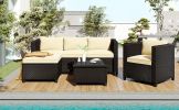Outdoor, Patio Furniture Sets, 5 Piece Conversation Set Wicker Rattan Sectional Sofa with Seat Cushions