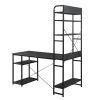 Free shipping Home Office computer desk,Metal frame and MDF board/5 tier open bookshelf/Plenty storage space